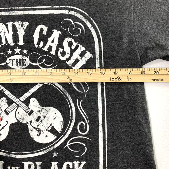 Johnny Cash T Shirt Mens‎ Medium Gray Country Music Guitars Man in Black - Picture 5 of 7